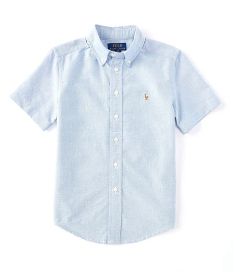 GUESS Boys' All Over Embroidery Oxford Button Front Shirt